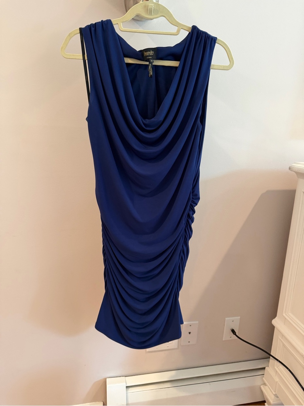 Laundry By Shelli Segal Cobalt Blue Draped Neckline Dress